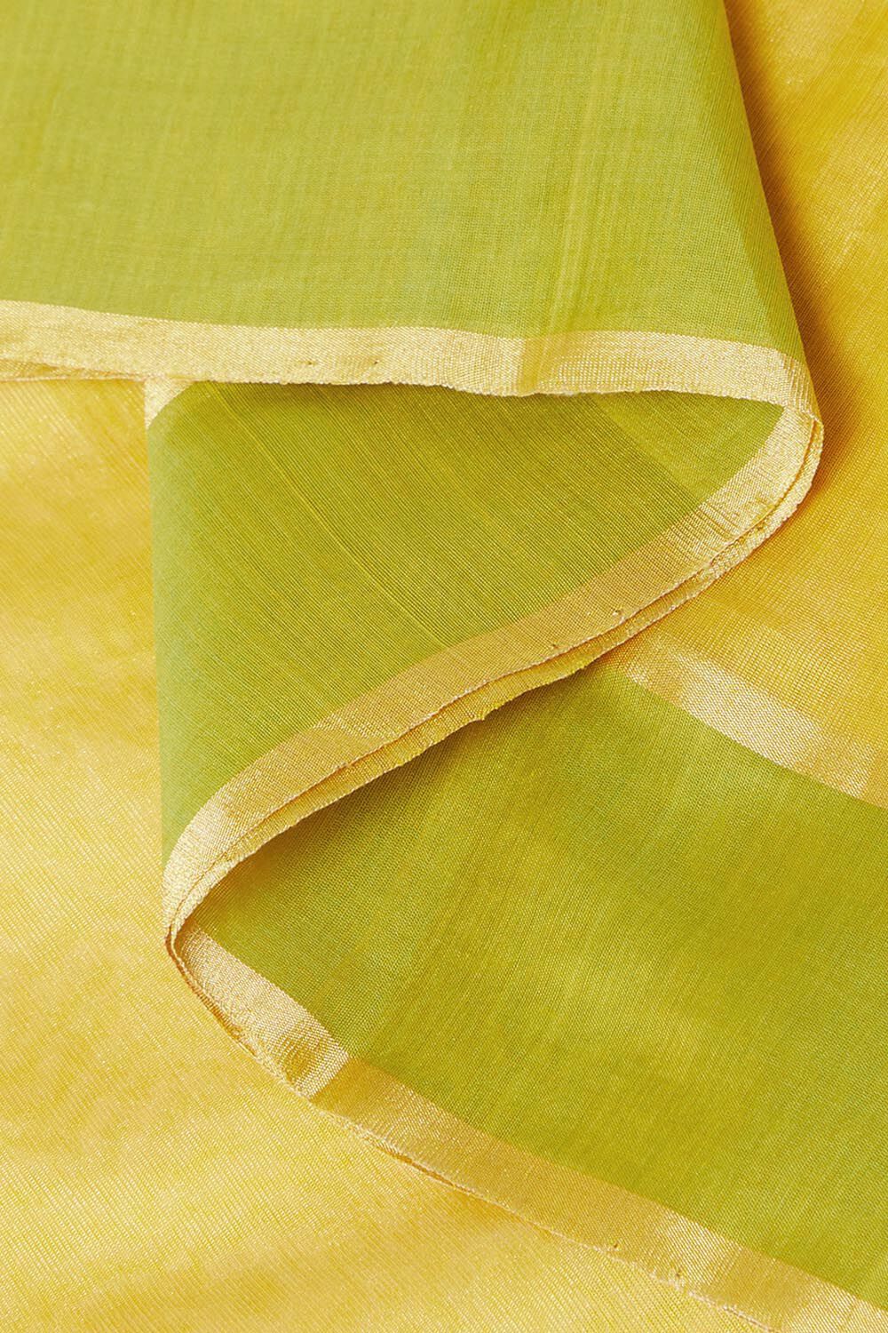 Yellow Pure Cotton Tissue Chanderi Saree image number null