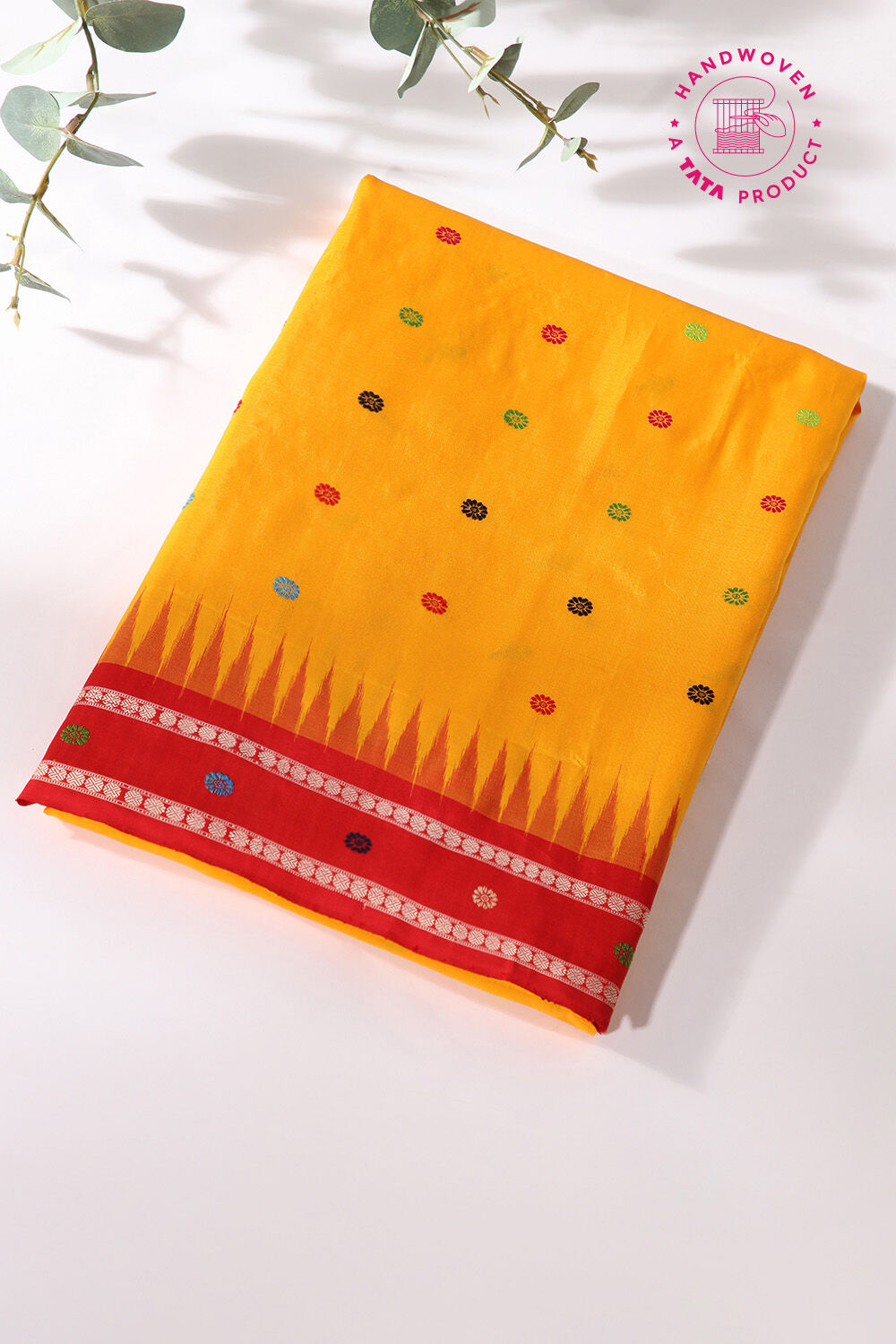 Yellow Pure Silk Odissa Dolabedi Saree image number null