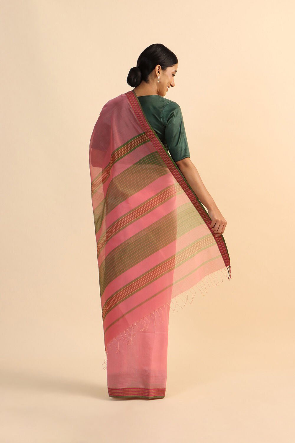 Pink Pure Silk Cotton Maheshwari Saree image number null