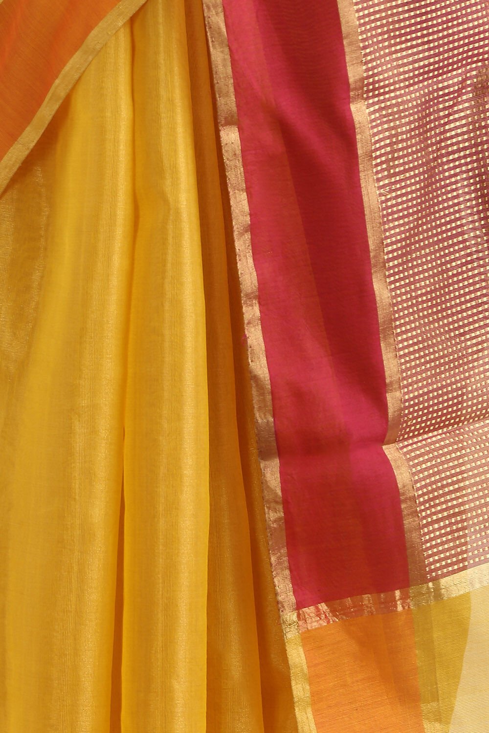 Yellow Pure Cotton Tissue Chanderi Saree image number null