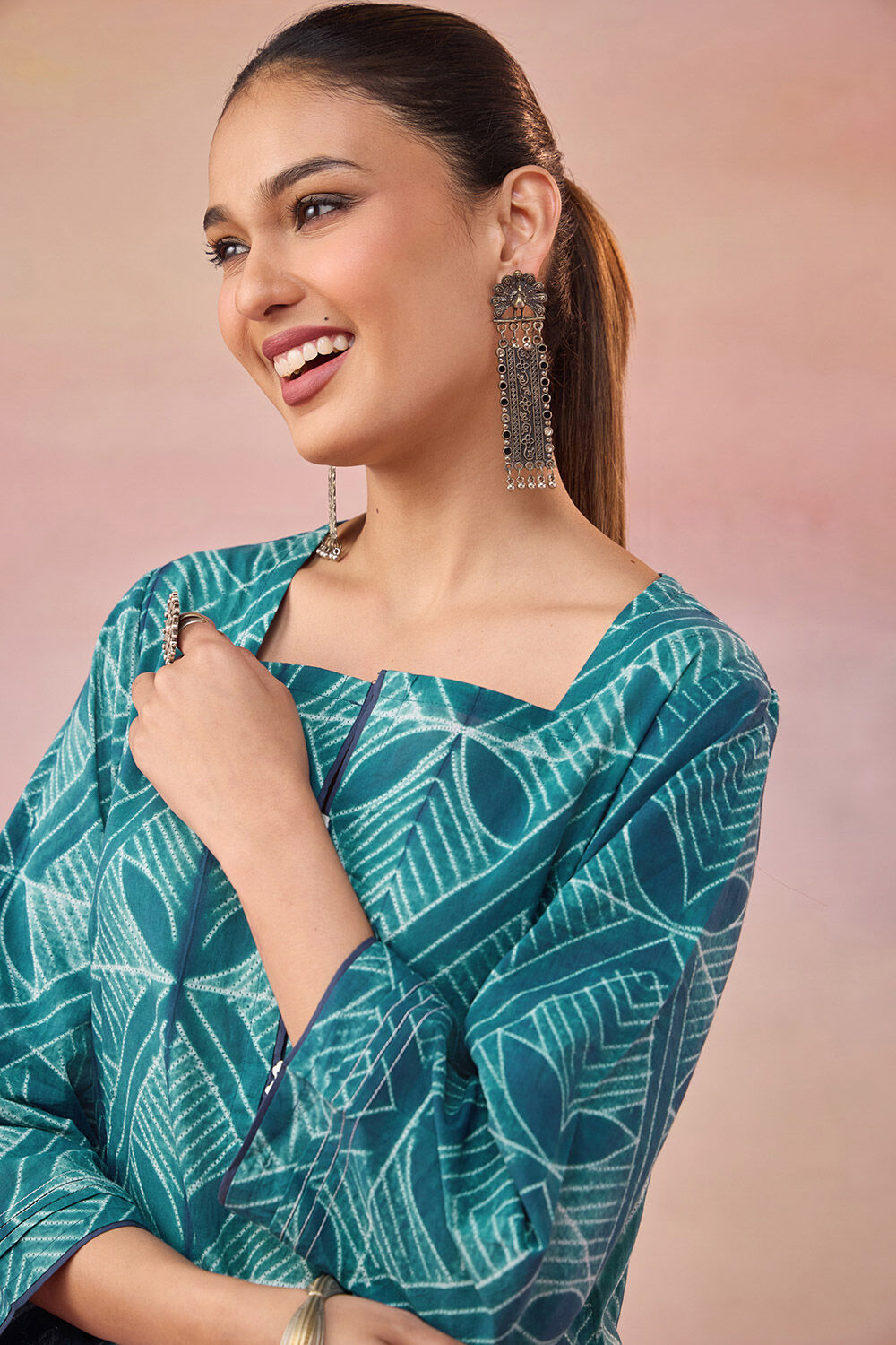 Blue Pure Cotton Tie & Dye Shibori Kurta image number null