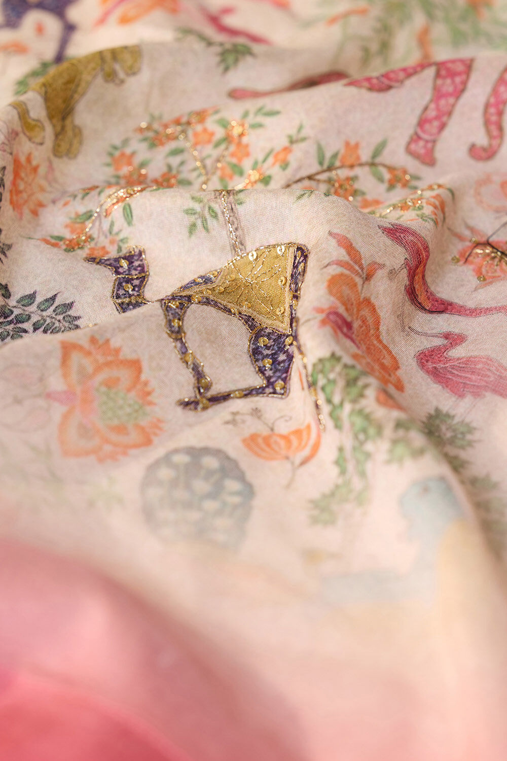 Beige Embroidered Pure Silk Cotton Saree image number null