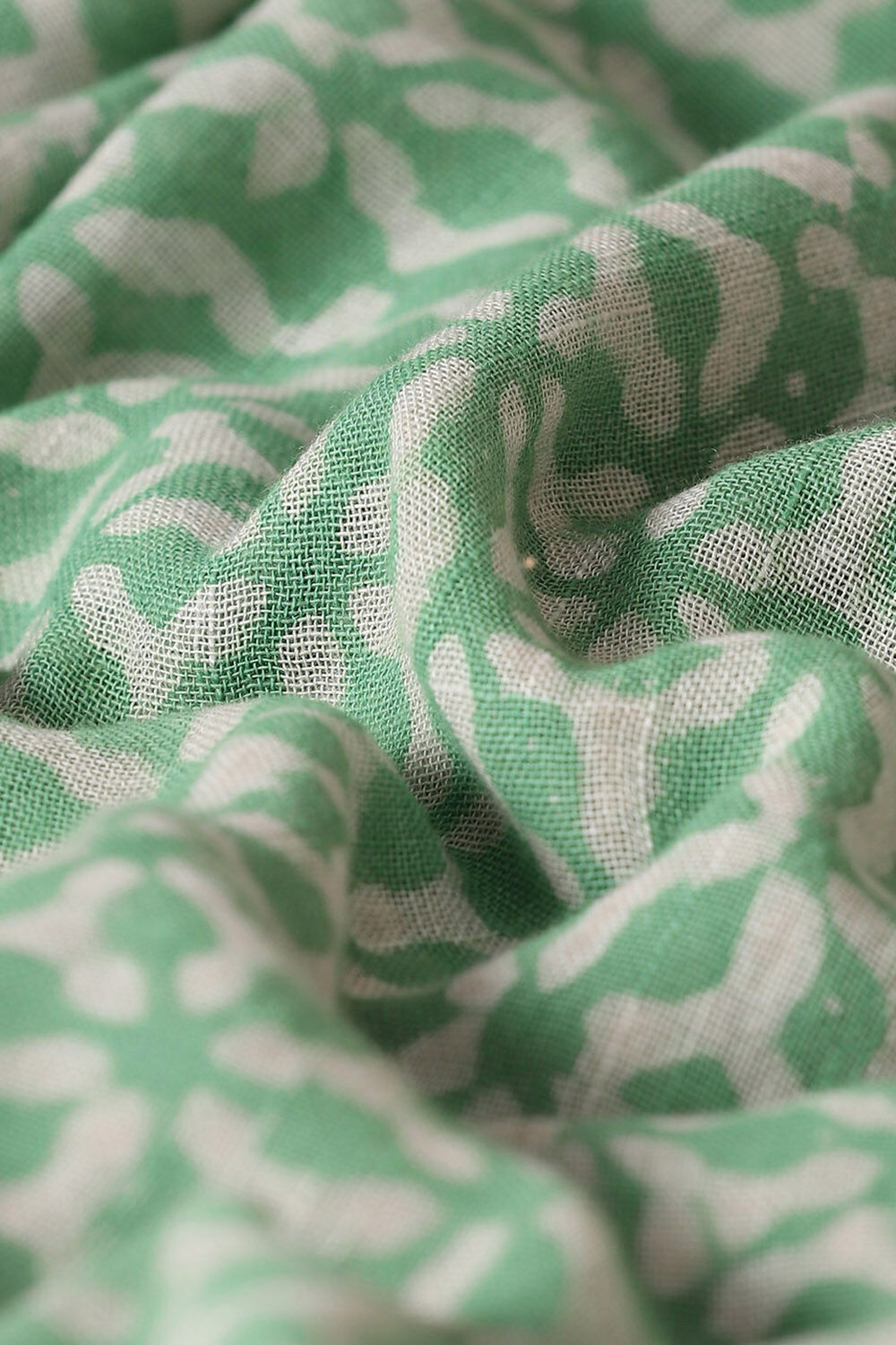 Light Green Pure Cotton Linen Bagru Printed Saree image number null