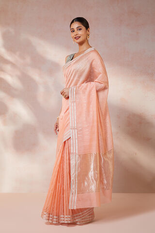 Orange Woven Pure Silk Cotton Chanderi Saree thumbnail image number null