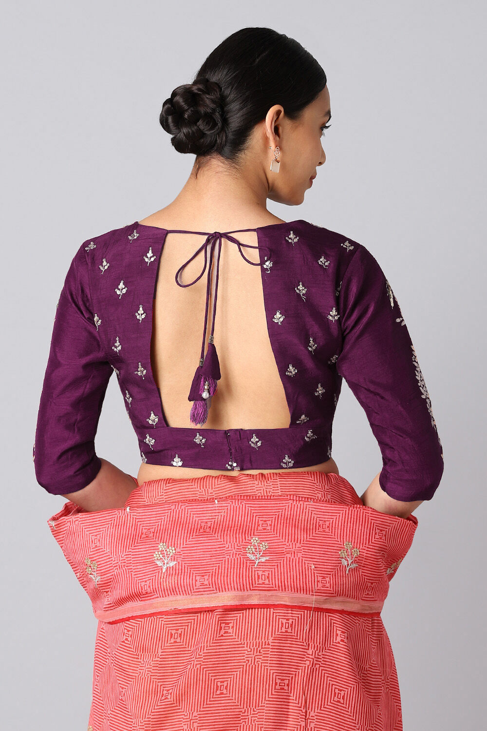 Dark Pink Embroidered Viscose Blouse image number null