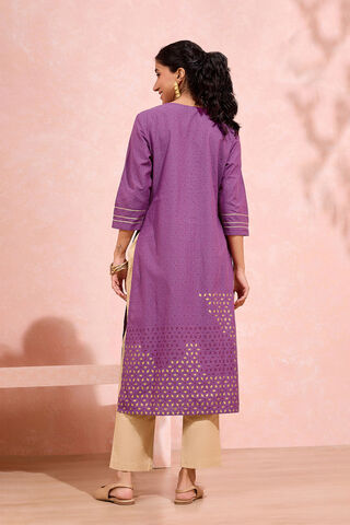 Purple Pure Cotton Printed Embroidery Kurta thumbnail image number null