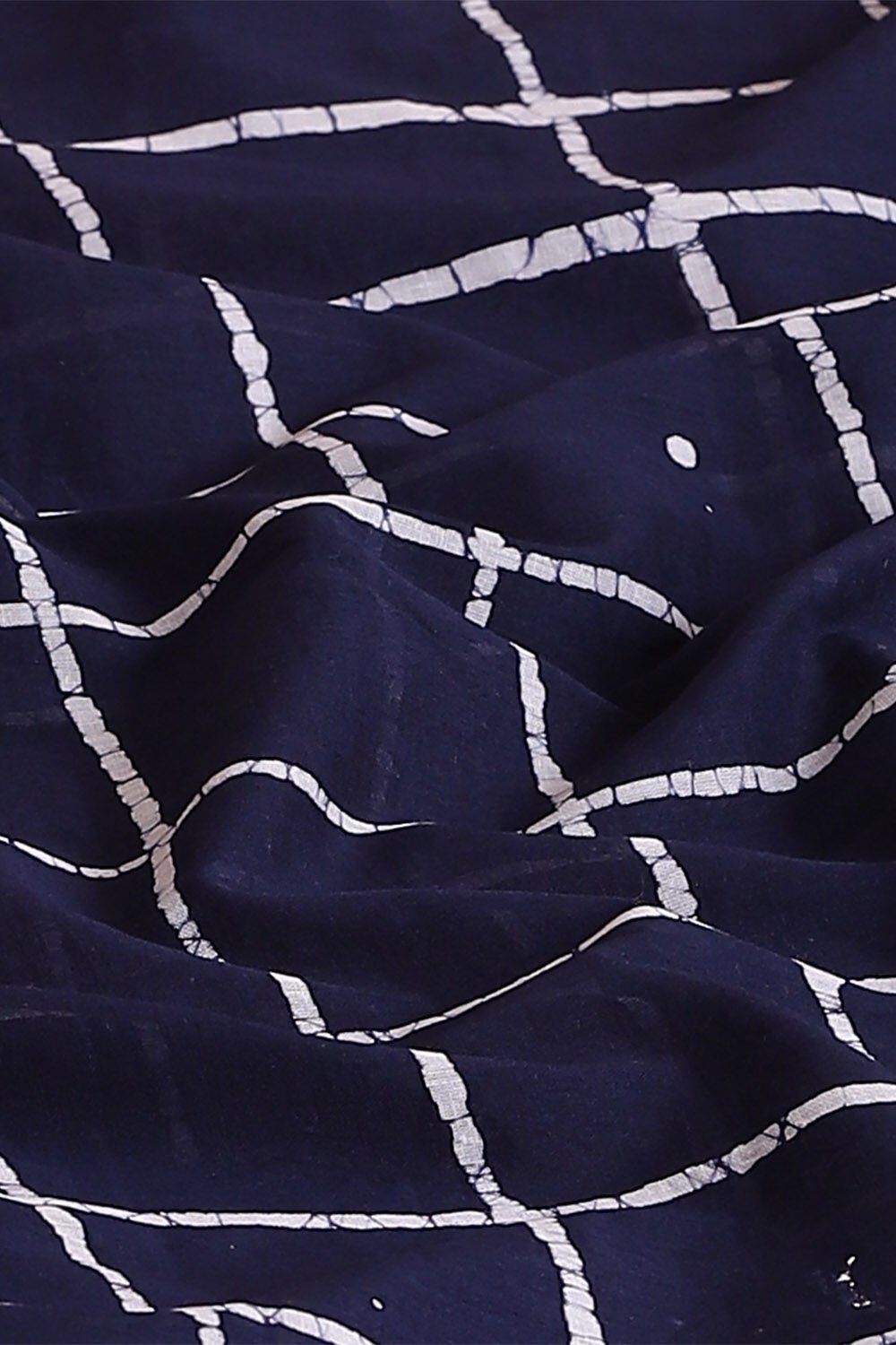 Dark Pure Blue Cotton Batik Saree image number null