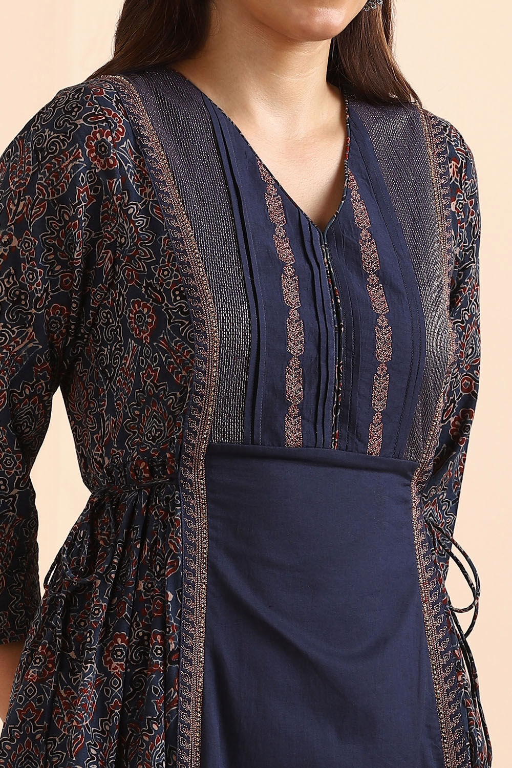 Blue Ajrakh Block Printed Cotton Kurta image number null