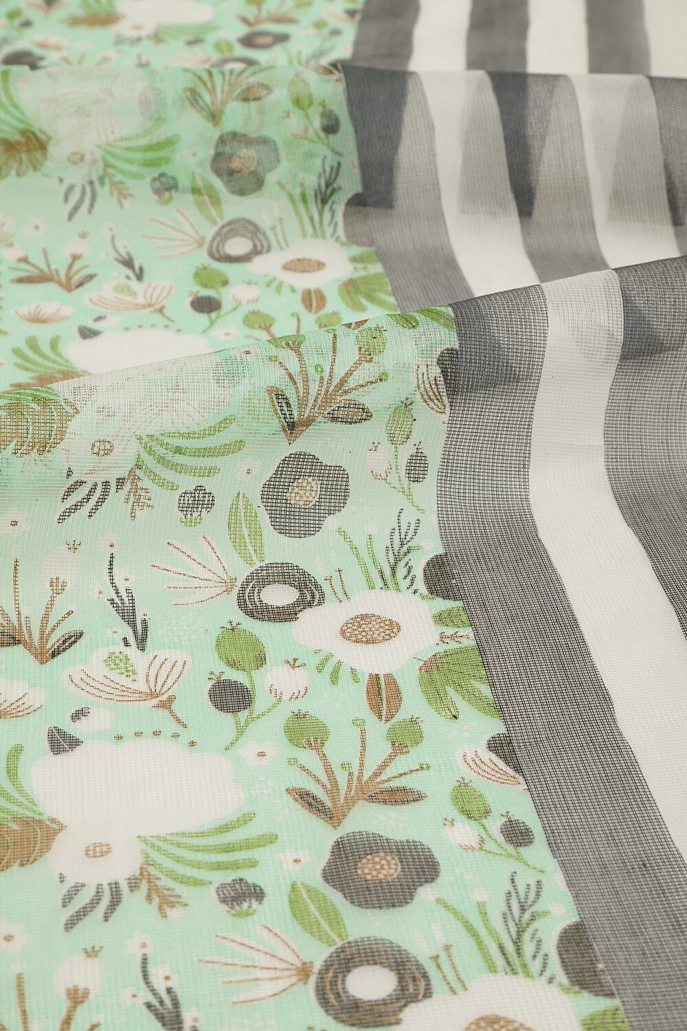 Light Green Screen printed Pure Silk Cotton Saree image number null