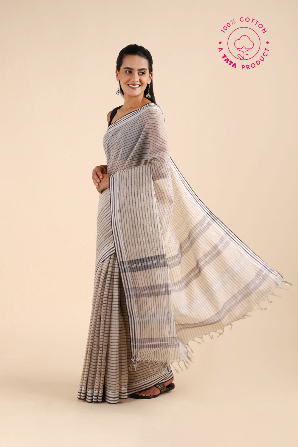 White Pure Cotton Naranyanpet Saree image number null