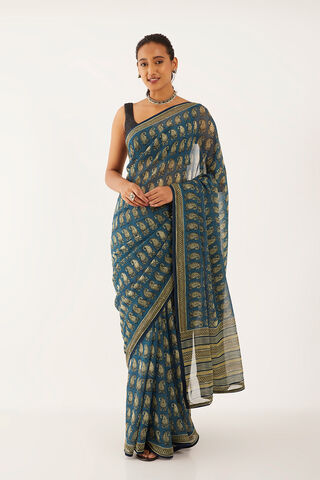 Grey Viscose Georgette Digital Printed  Saree image number