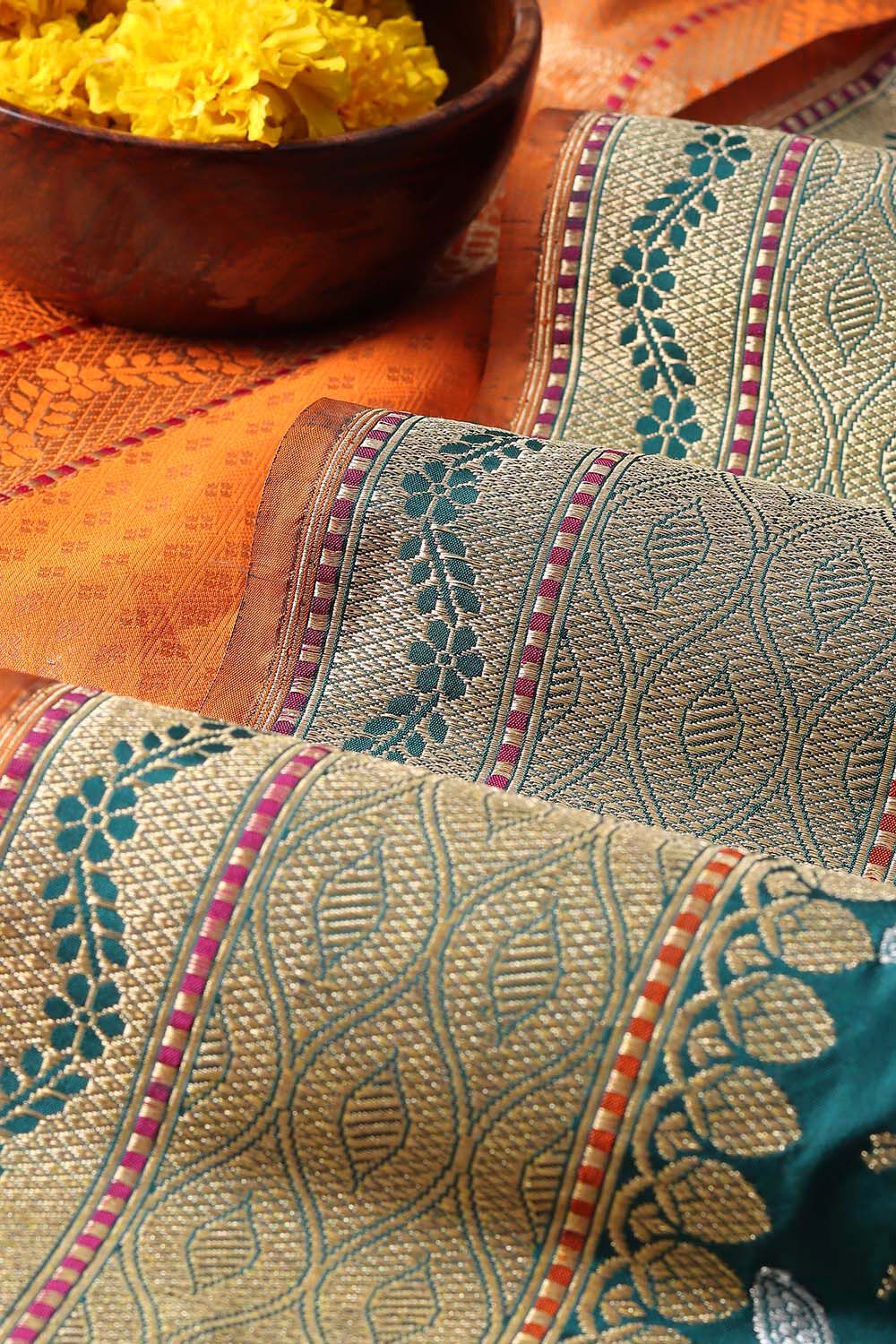 Dark Green Pure Silk Banarasi Saree image number null