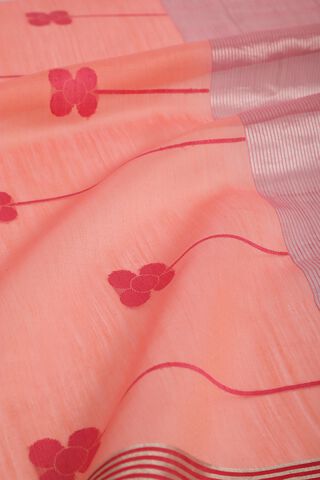 Peach Woven Pure Silk Cotton Chanderi Saree thumbnail image number null