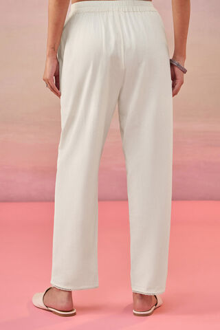 Off White Cotton Woven Trousers thumbnail image number null
