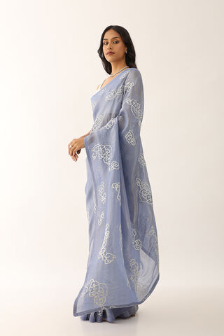 Blue Woven Viscose Tissue Saree image number