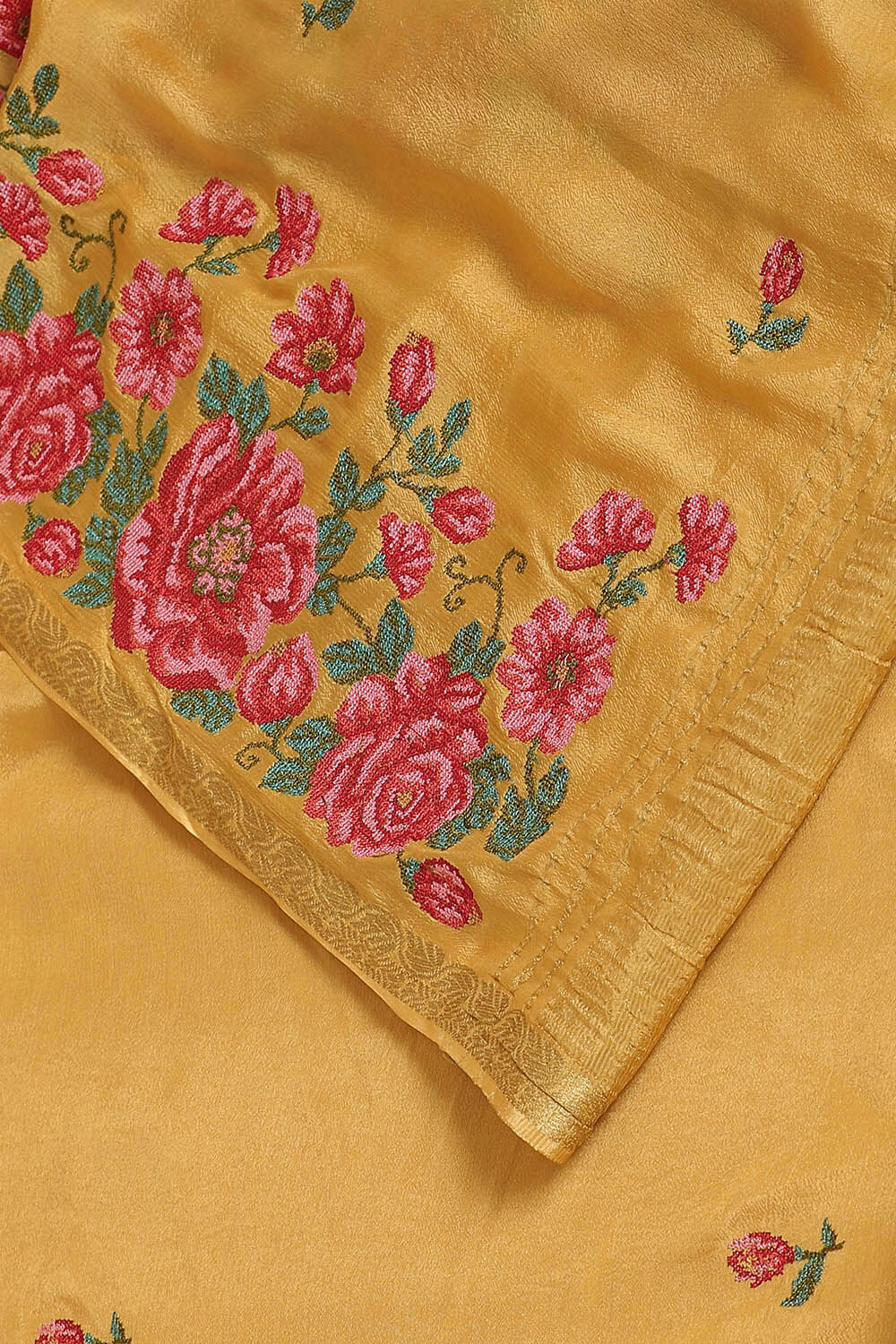 Light Pure Yellow Viscose Embroidered Saree image number null