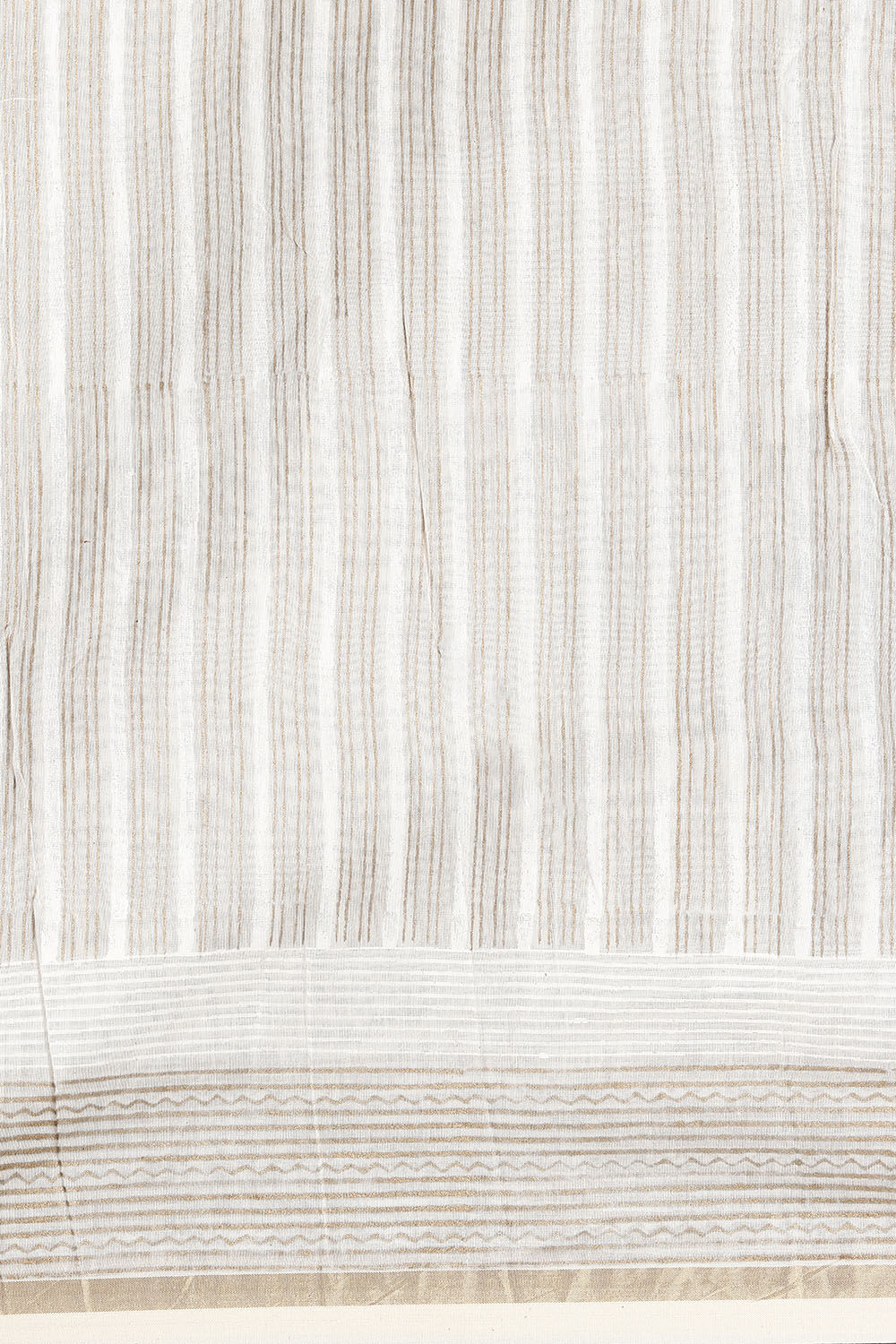 Off White Pure Silk Cotton Hand Printed Saree image number null