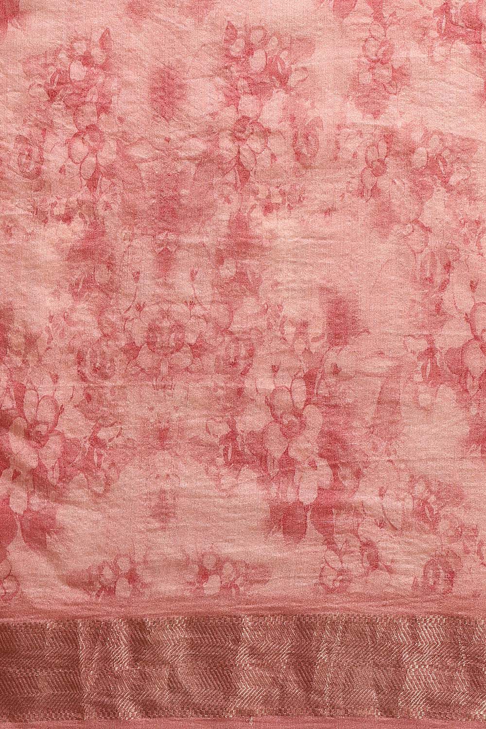 Light Orange Pure Tussar Silk Digital Printed Saree image number null