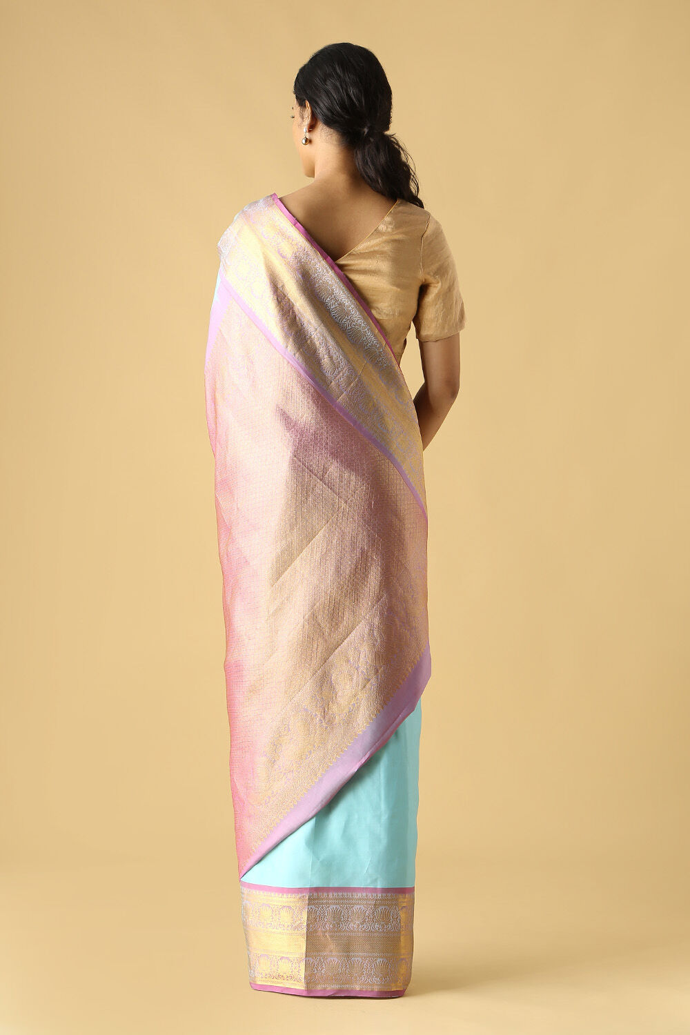 Light Blue Pure Silk Kanjivaram Saree image number null