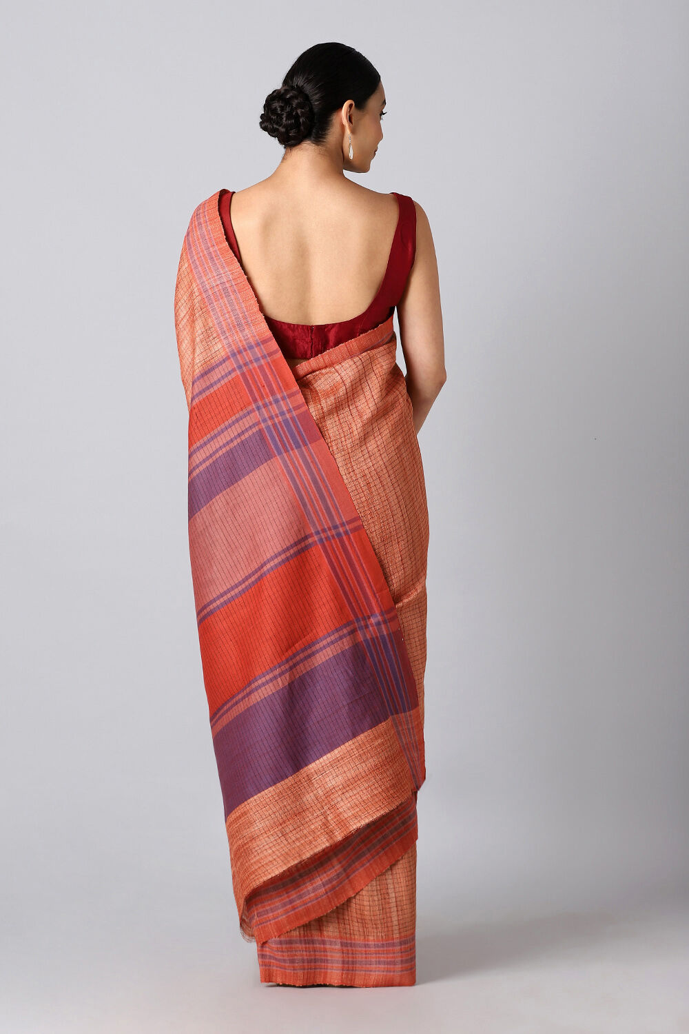 Light Orange Pure Tussar Silk Bhagalpuri Saree image number null