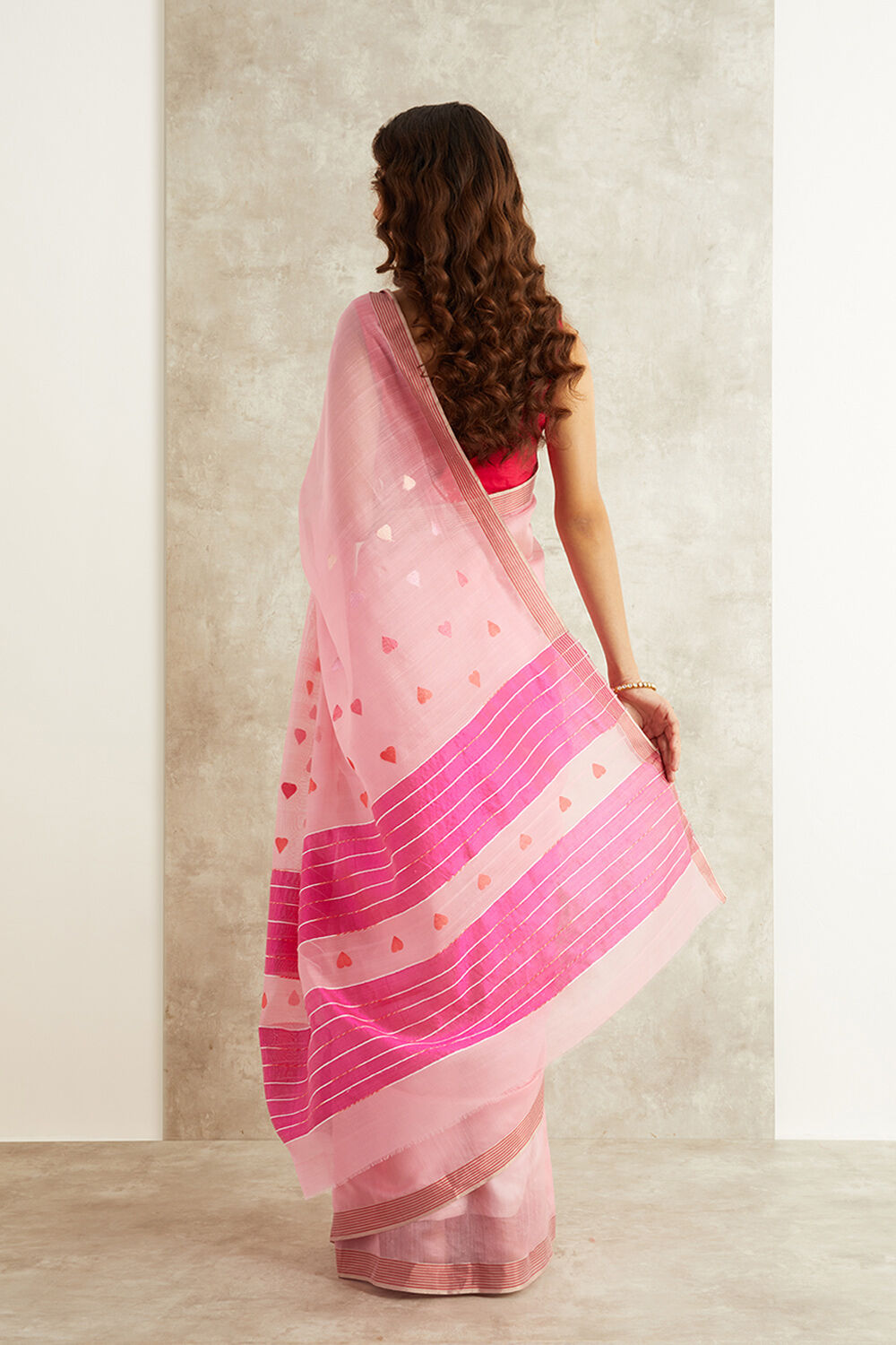 Pink Pure Silk Cotton Eknaliya Chanderi Saree image number null