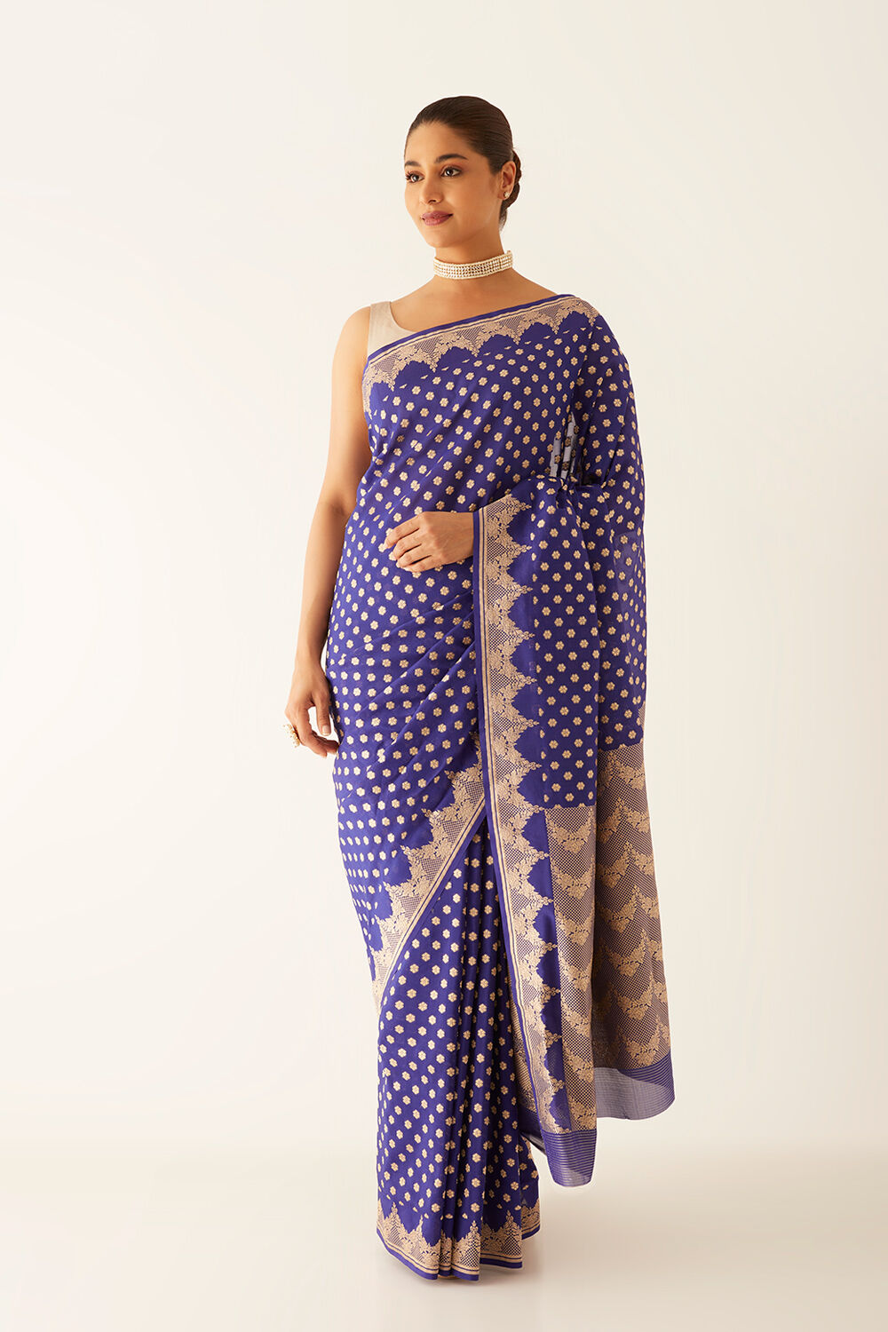 Dark Blue Viscose Georgette Banarasi Saree image number null