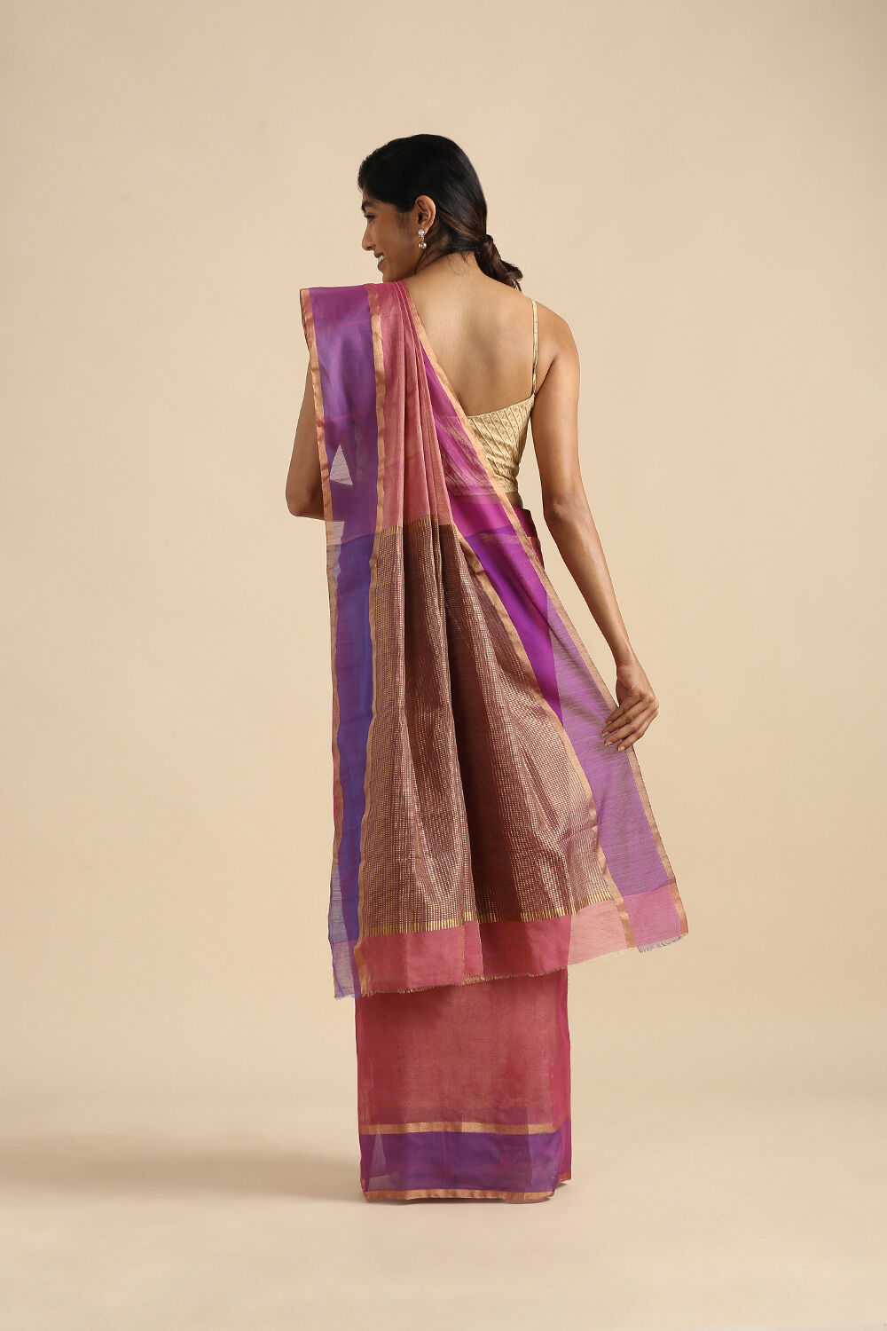 Pink Pure Cotton Tissue Chanderi Saree image number null