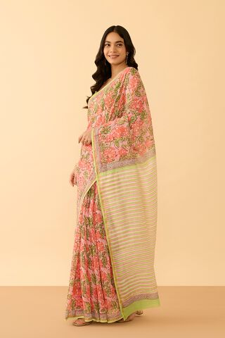 Peach Rajasthan Pure Silk Cotton Printed Sanganeri Saree thumbnail image number null