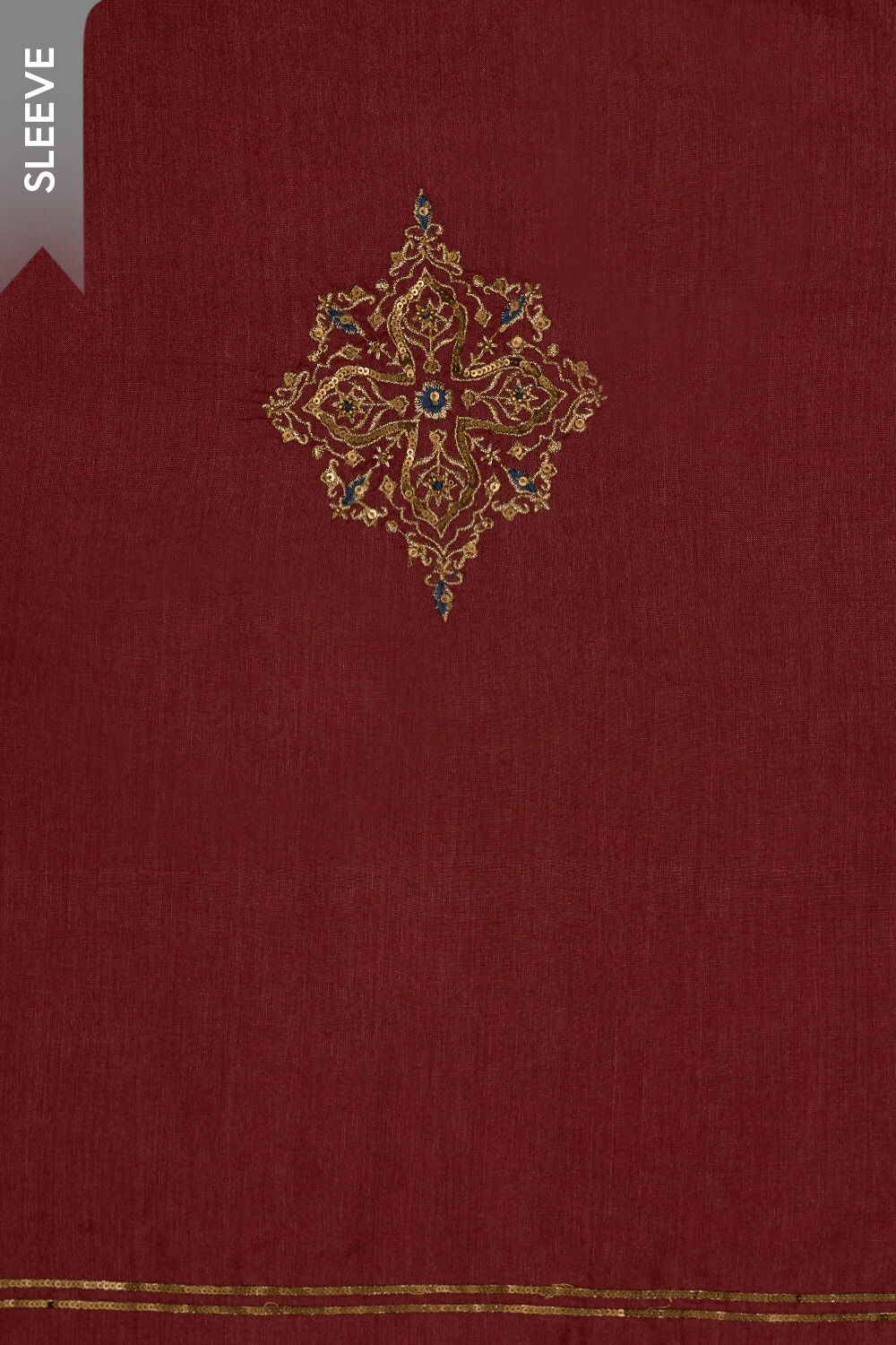 Dark Red Pure Tussar Viscose Ajarakh Unstitched Suit Set image number null