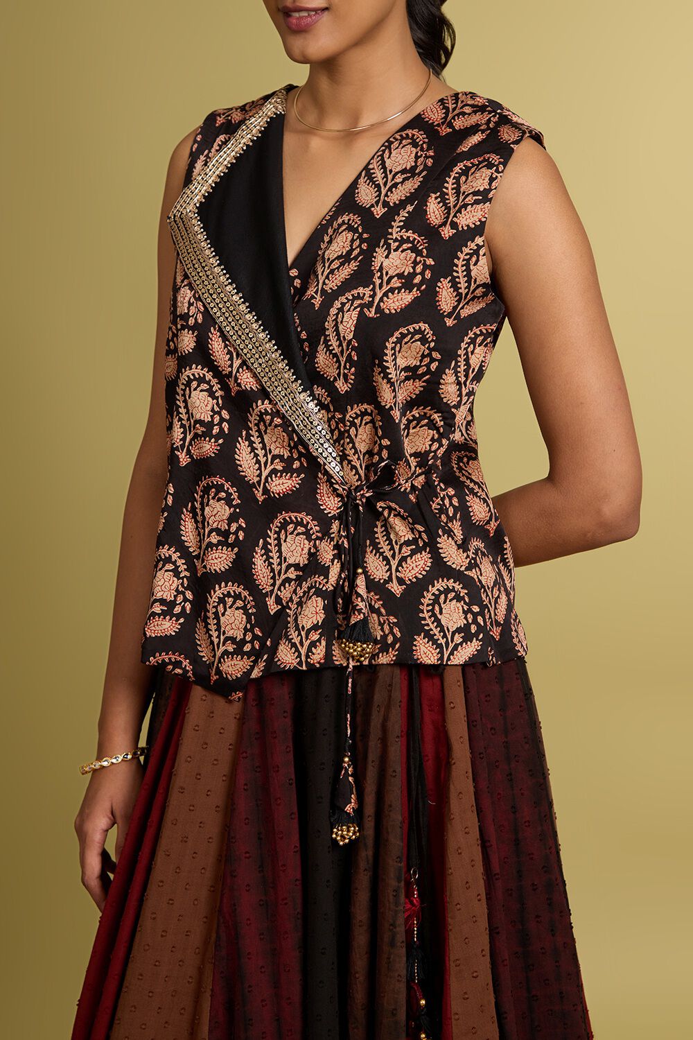 Black Rajasthan Pure Cotton Printed Embroidery Lehenga image number null