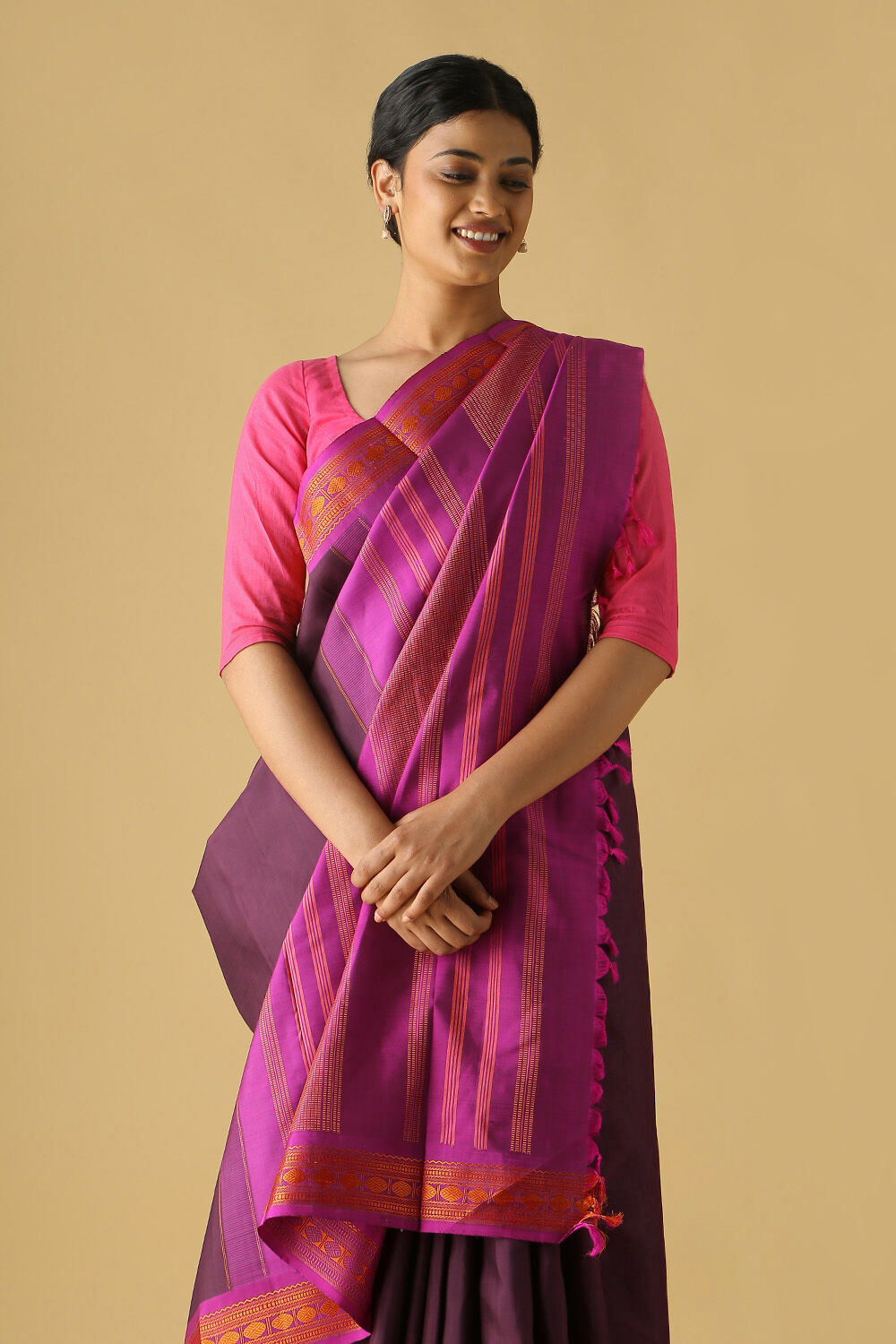 Brown Pure Silk Kanjivaram Saree image number null