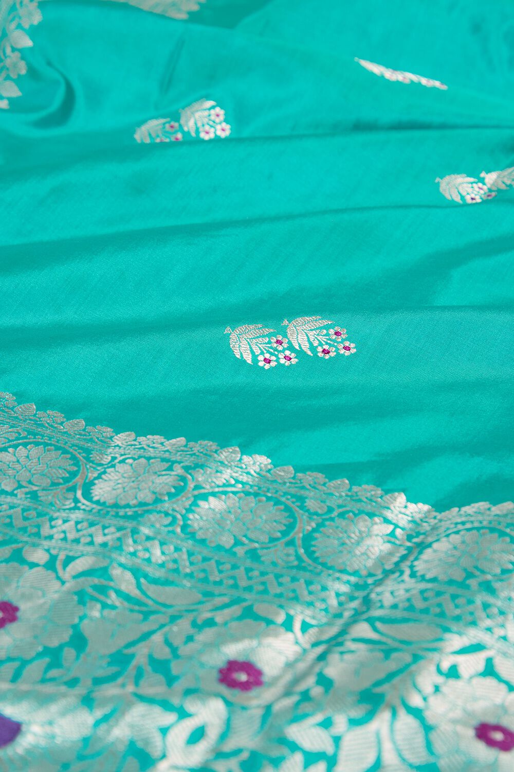 Light Blue Pure Silk Kadwa Banarasi Saree image number null