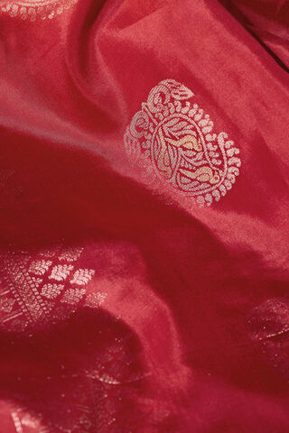 Dark Red Woven Pure Soft Silk Saree thumbnail image number null