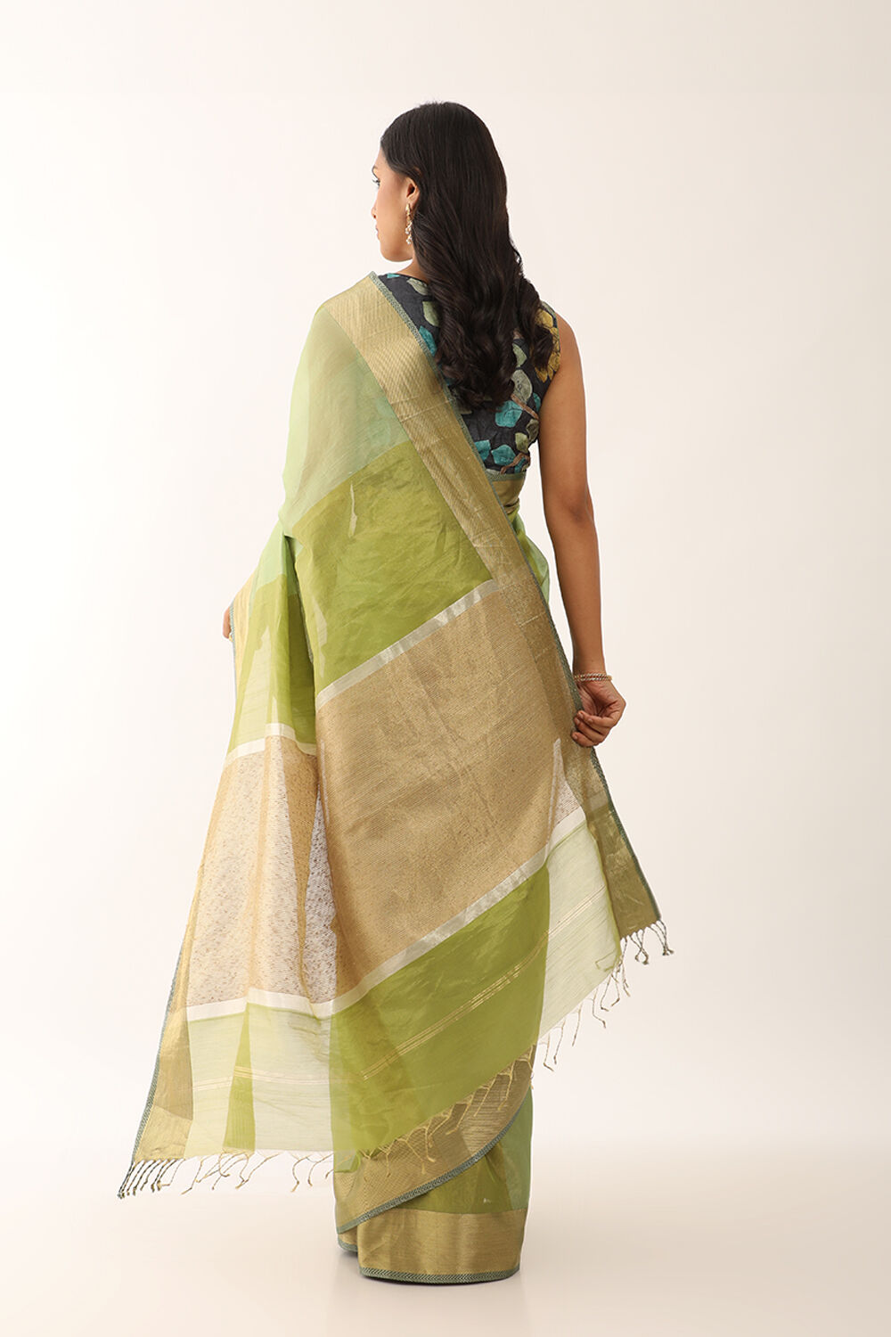 Light Green Woven Pure Tissue Cotton Maheswari Saree image number null