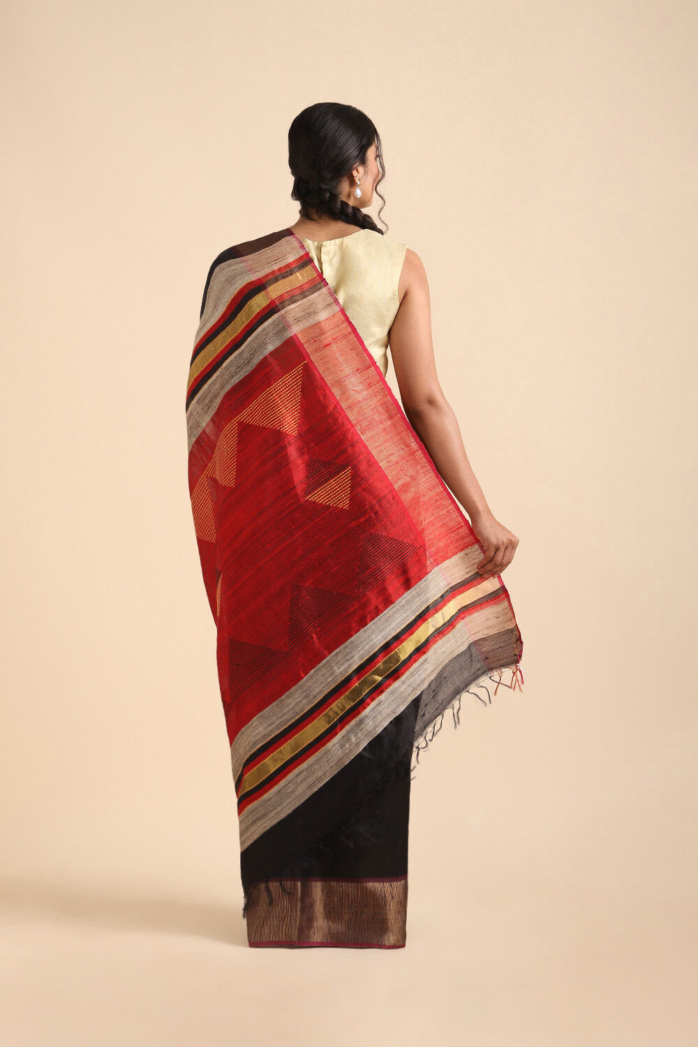 Black Pure Tussar Silk Bhagalpuri Saree image number null