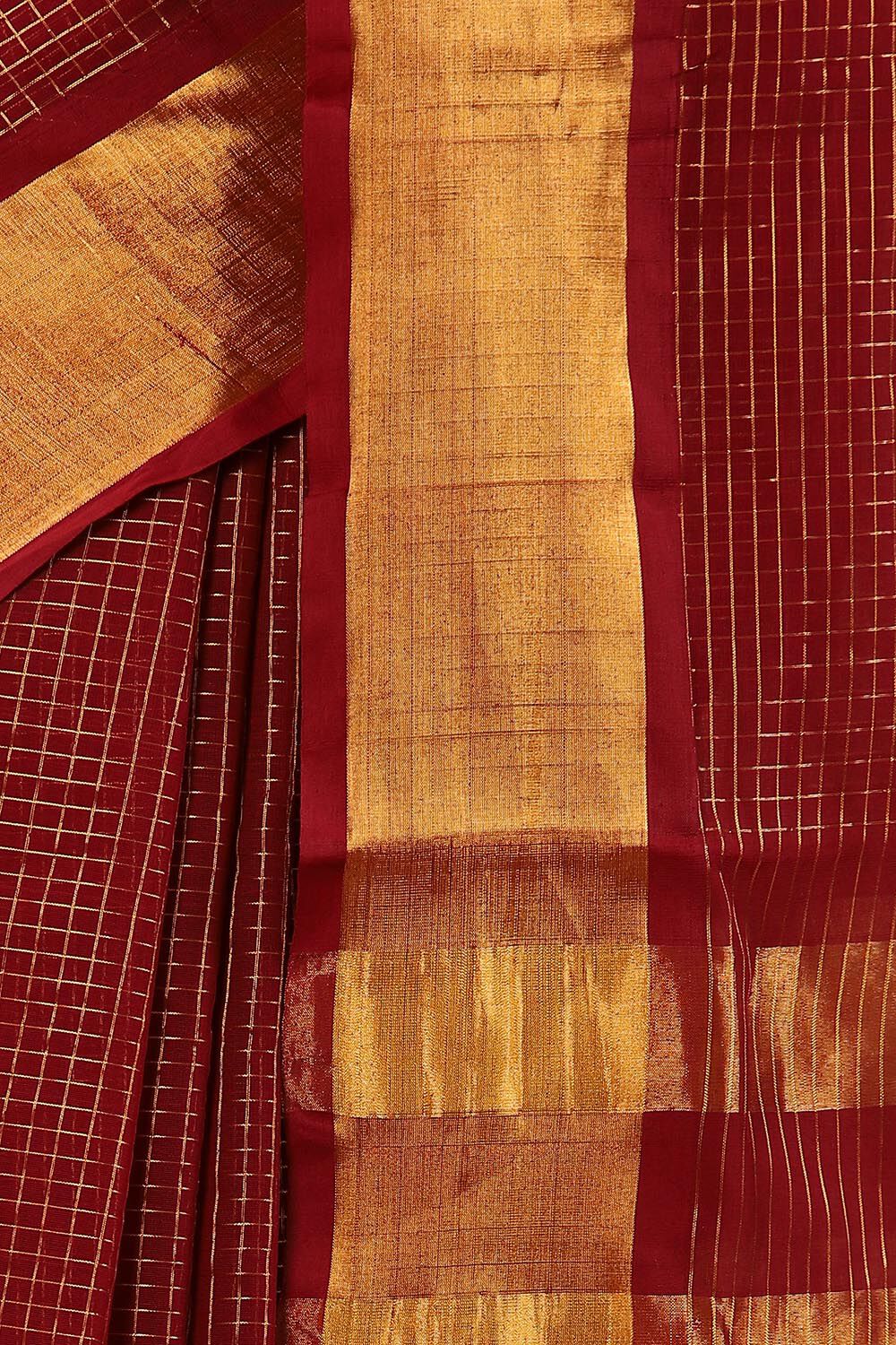 Dark Pure Red Cotton Venkatgiri Saree image number null