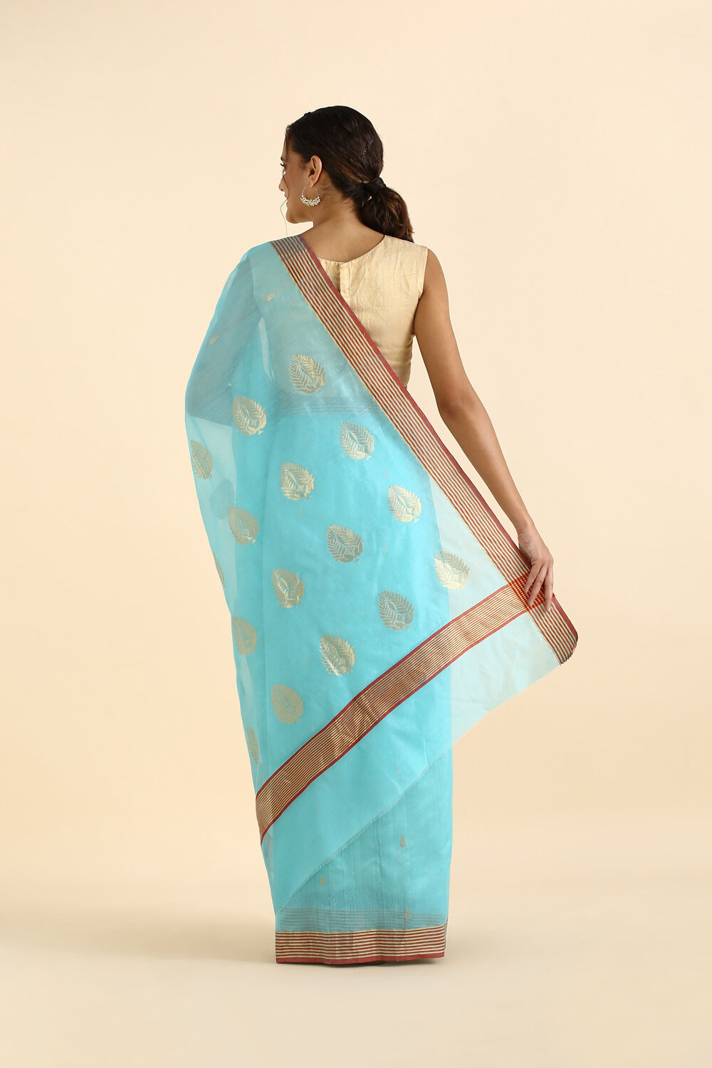 Light Blue Pure Silk Cotton Chanderi Saree image number null