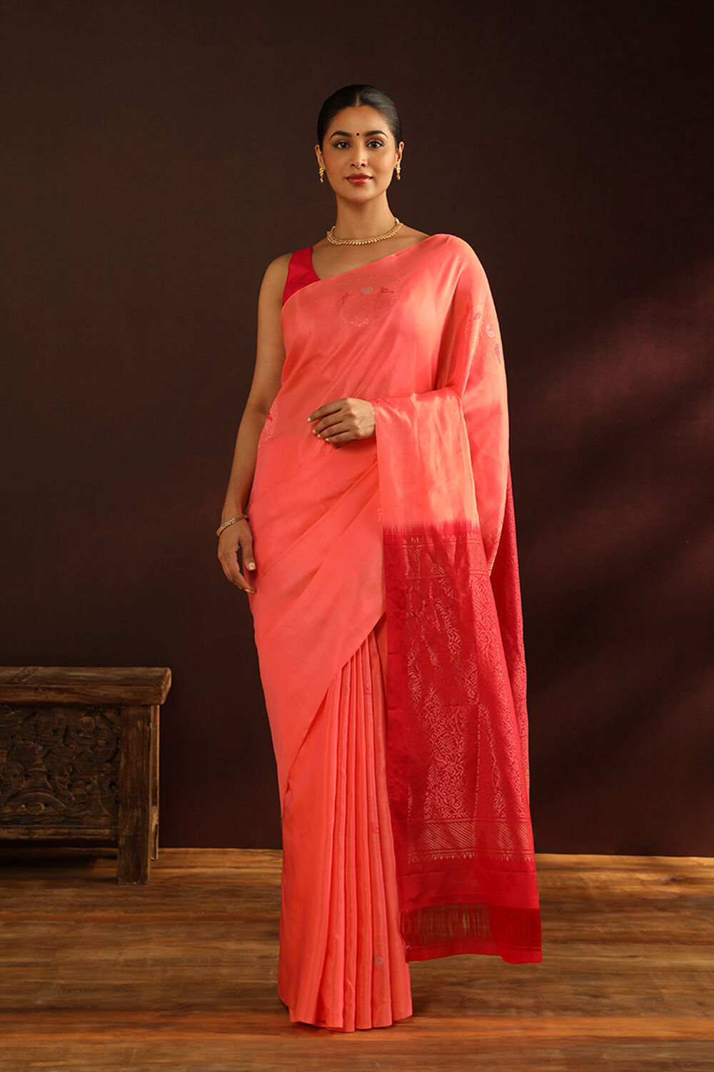 Pink Woven South Silk Tencel Saree image number null