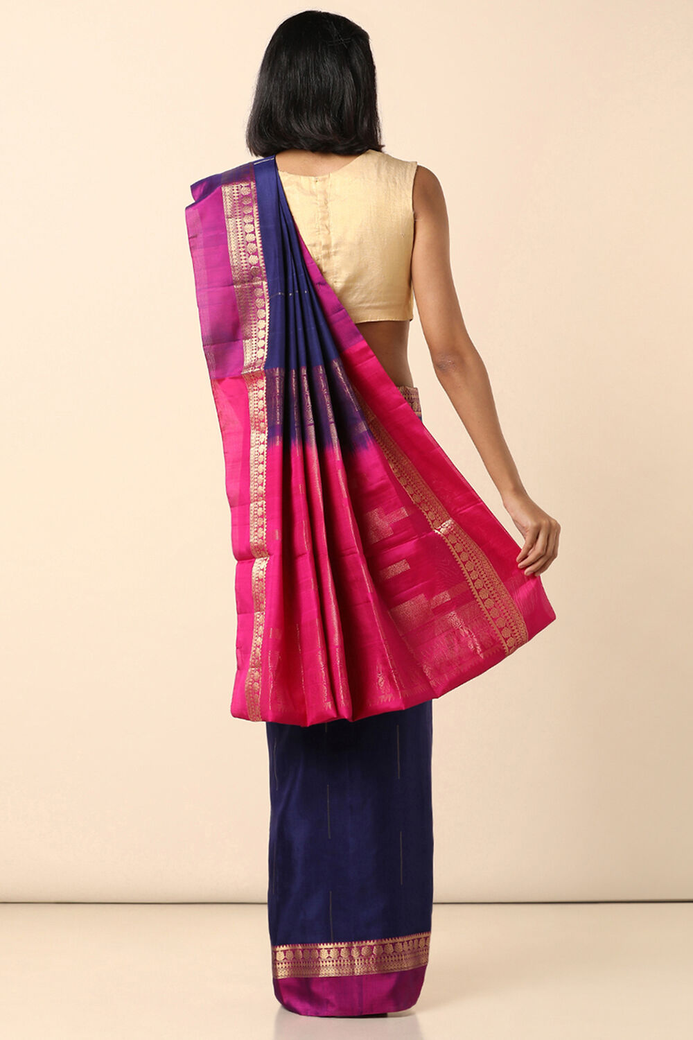 Blue Pure Silk Tencel South Saree image number null