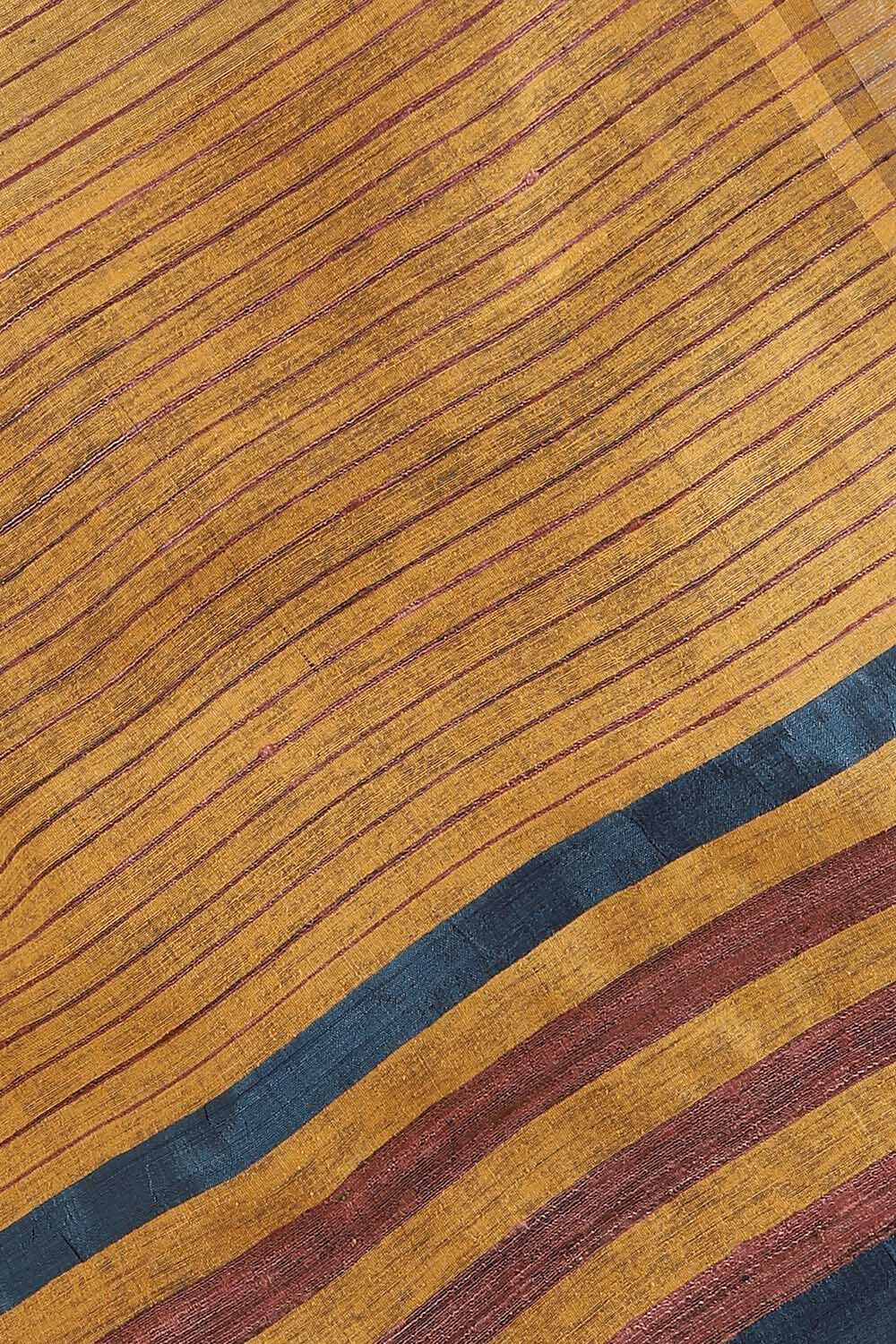 Dark Pure Blue Tussar Bhagalpuri Saree image number null