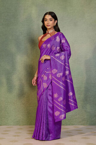 Purple Woven Design Viscose Saree thumbnail image number null