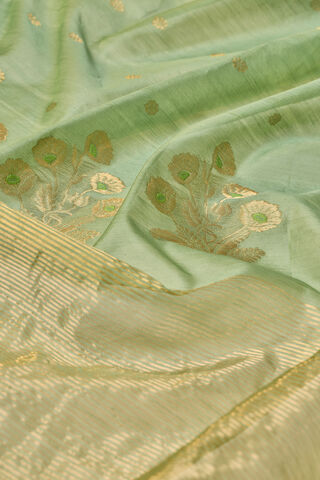 Green Woven Pure Silk Cotton Chanderi Saree thumbnail image number null