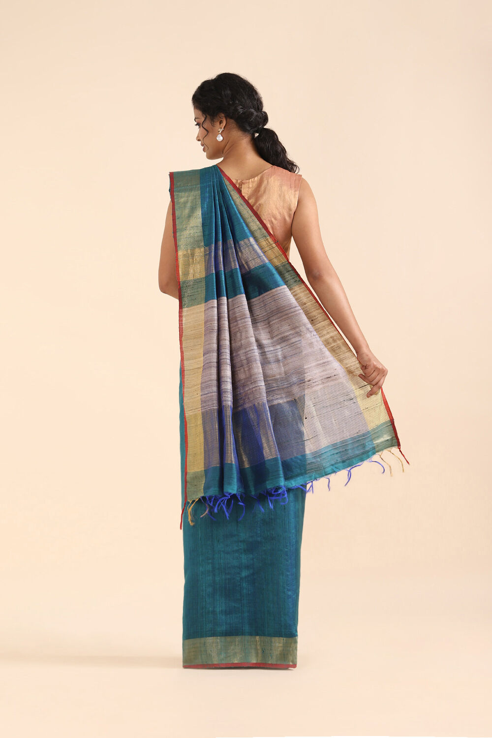 Green Pure Tussar Silk Bhagalpuri Saree image number null