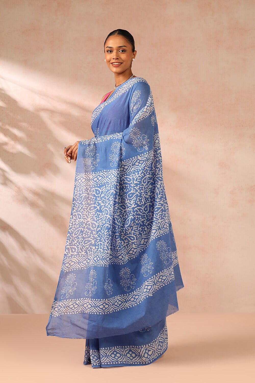 Blue Ujjain Pure Cotton Printed Saree image number null