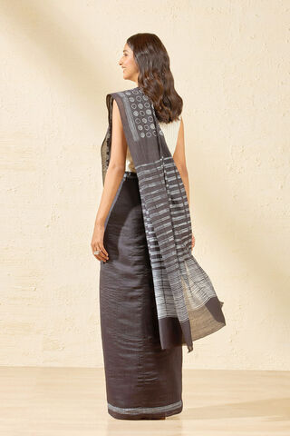 Black Rajasthan Muga Tie & Dye Shibori Saree thumbnail image number null