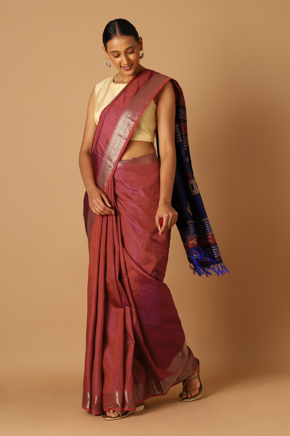 Red Pure Silk Extra Weft Saree image number null