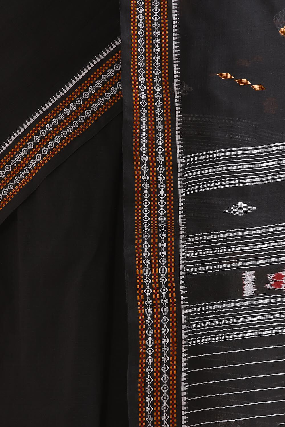 Black Pure Cotton Odissa Ikat Saree image number null