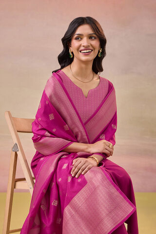 Dark Pink Brocade Pure Viscose Kurta Set thumbnail image number null