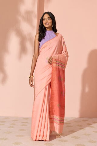 Light Pink Woven Silk Viscose Bhagalpur Saree thumbnail image number null