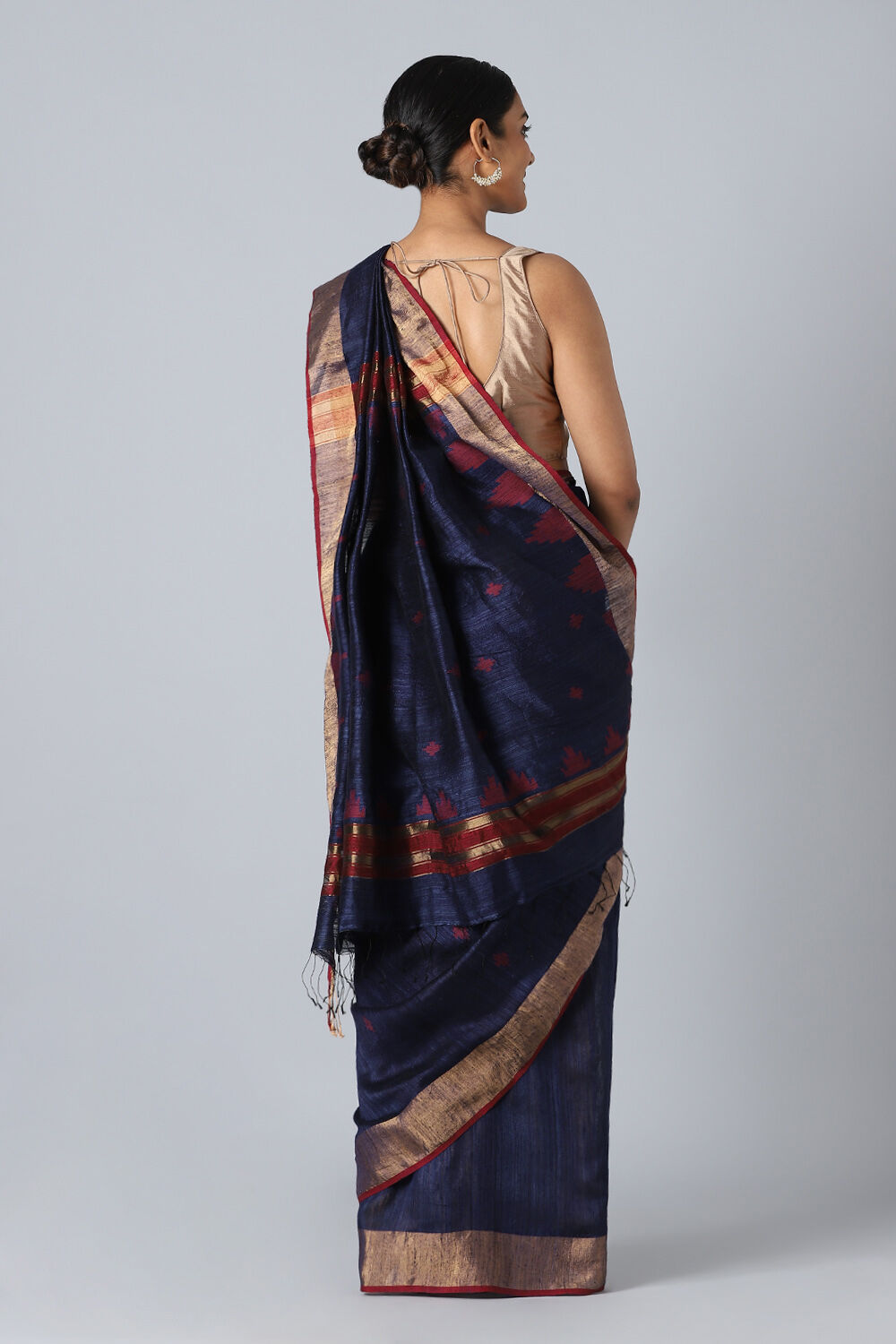 Dark Blue Pure Silk Vanya Jamdani Saree image number null